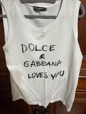 Dolce & Gabbana White Tank with Black Script Logo Text